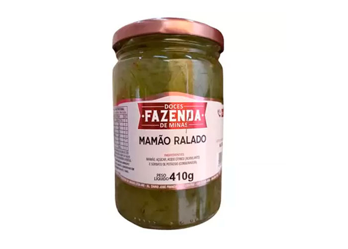 Mamão Ralado 410g - Fazenda de Minas