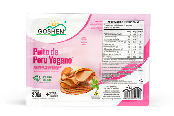Peito de Peru de Soja Fatiado 200g - Goshen